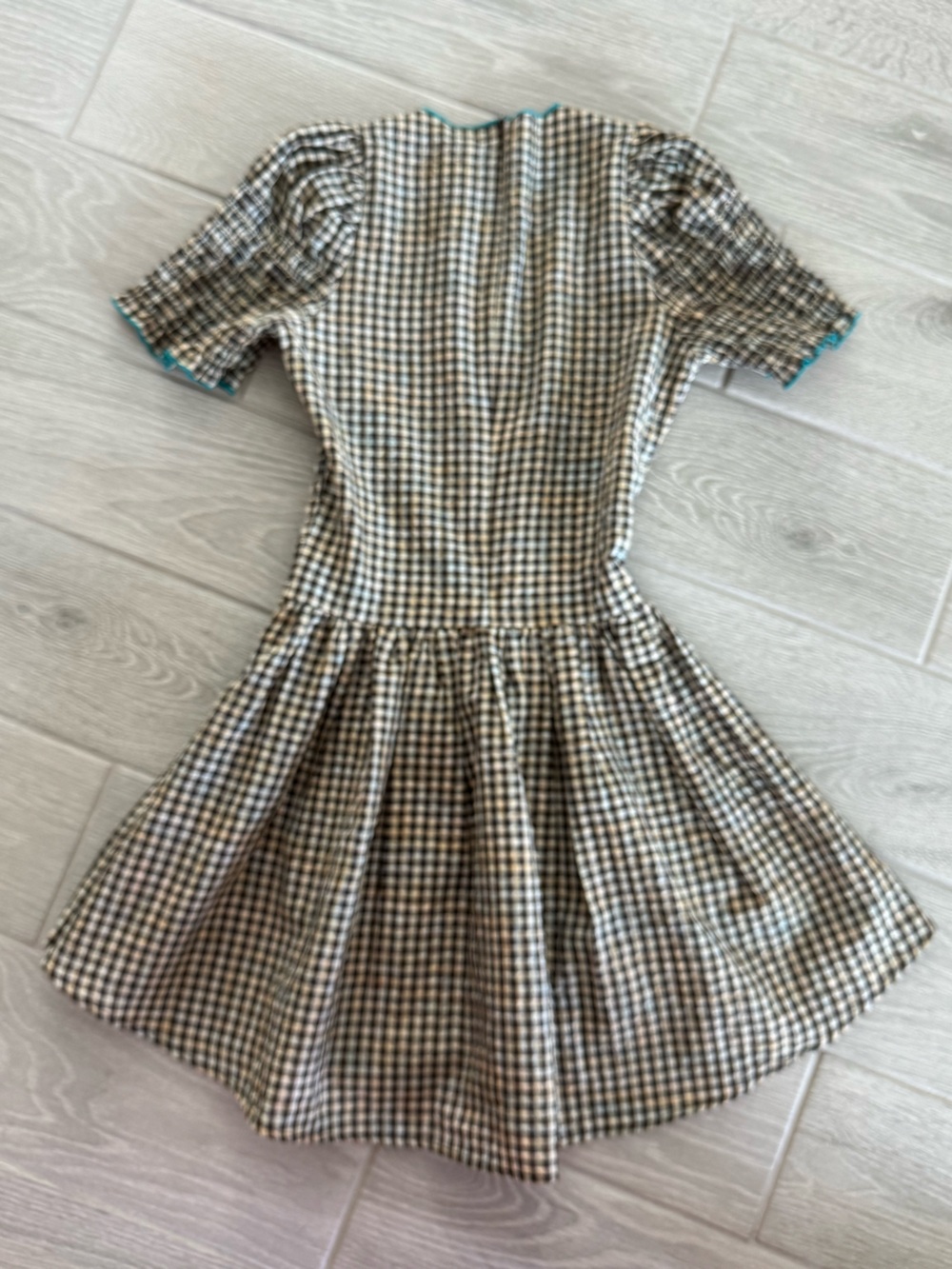 APRES STUDIO Ruched Mini Dress in Biscuit Plaid Size 4 VGUC - Picture 6 of 8